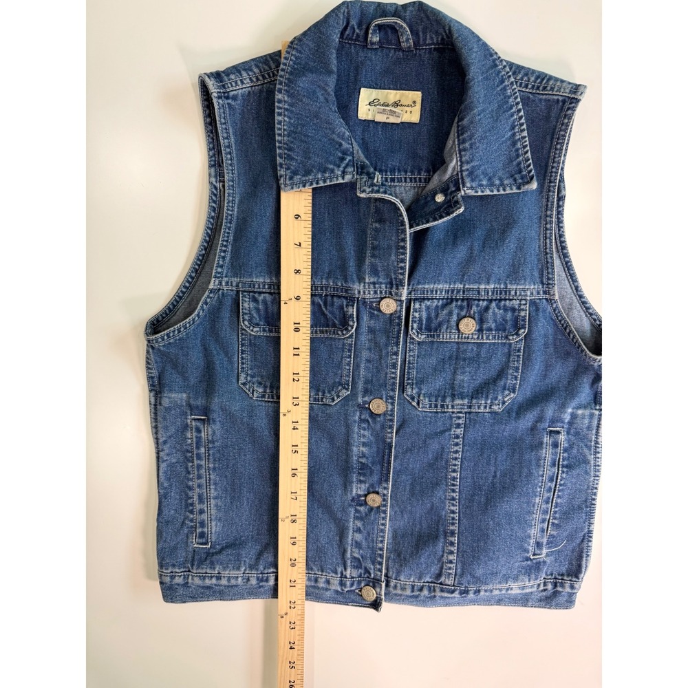 Vintage Eddie Bauer Womens Blue Denim Vest 100%Cotton‎ Hong Kong Size Small - Picture 5 of 10